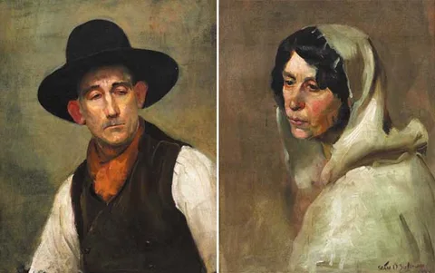 Seán O'Sullivan, MAN AND WOMAN OF THE WEST, 1929 (A PAIR), oil on canvas