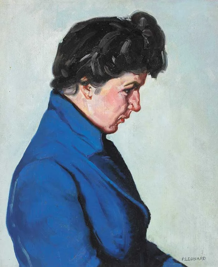 DOREEN AT GREYSTONES by Patrick Leonard, 1945, oil on board, sold Apr 2008