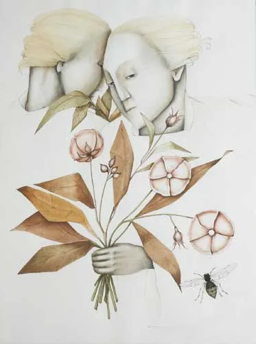 Barry Castle, CLOSE FRIENDS, watercolour with pen and ink on paper