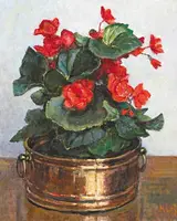 Hilda van Stockum, BEGONIA IN A COPPER JARDINIERE