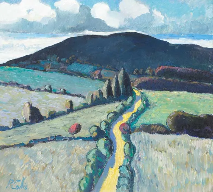 YELLOW ROAD by Peter Collis, oil on board, sold Feb 2008