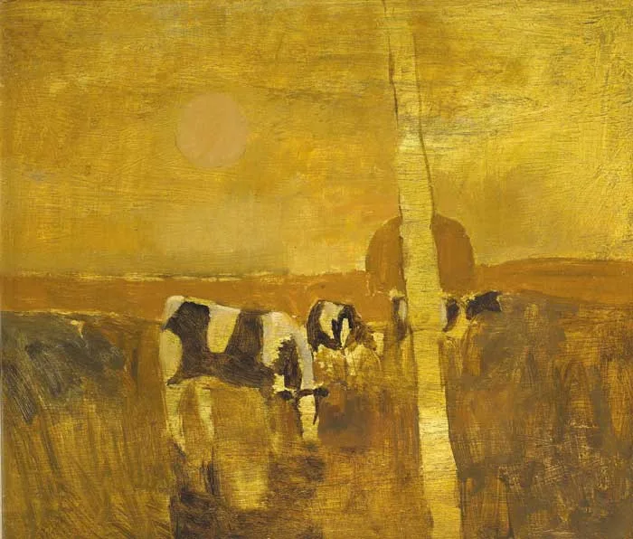 CATTLE GRAZING by Basil Blackshaw, 1973, oil on board, offered Feb 2008
