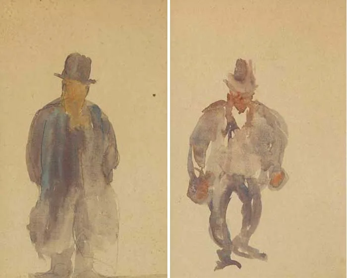 Michael Healy, DUBLINERS (A PAIR), watercolour over pencil