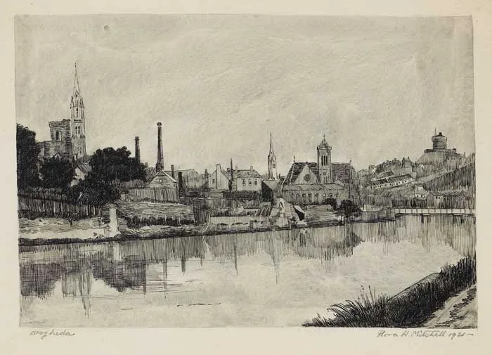 Flora Mitchell, DROGHEDA, 1921, pen and ink with wash on artist's board