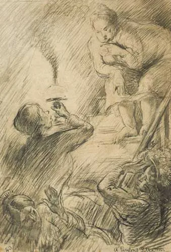 A PERILOUS SITUATION by William Orpen, pen and ink, sold Feb 2008