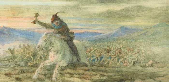 Richard Doyle, TAM O'SHANTER, THE CHASE OF THE CHALICE, watercolour with pen and ink