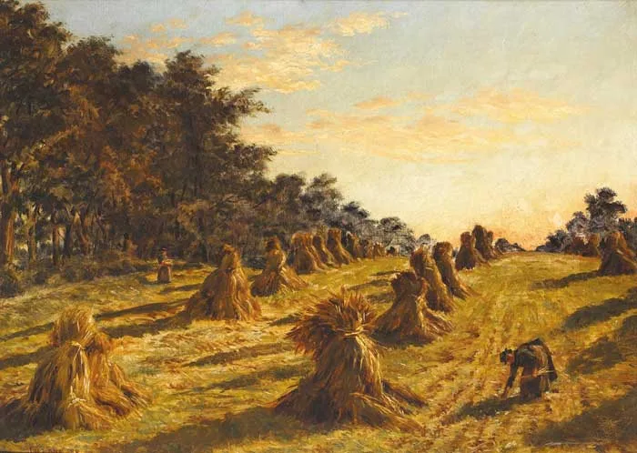 CORN WINNOWING by John Quiller Lane, 1888, oil on canvas, sold Feb 2008