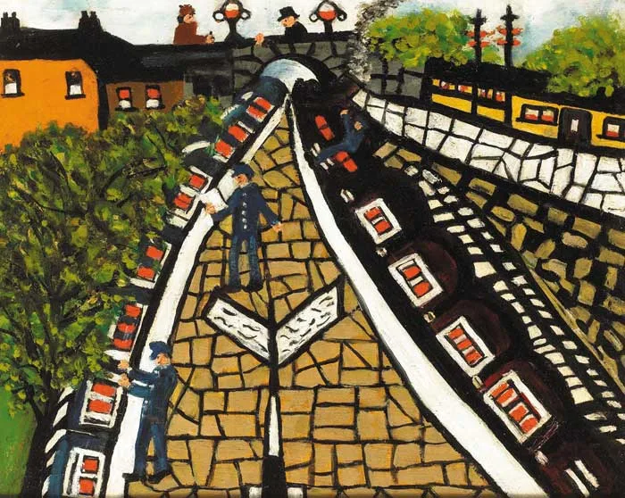 THE CUSTOMS EXAMINATION by Gretta Bowen, oil on board, sold Feb 2008