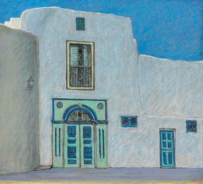 Jeremiah Hoad, GREEN DOOR IN THE MEDINA, KAIROUAN, TUNISIA, pastel