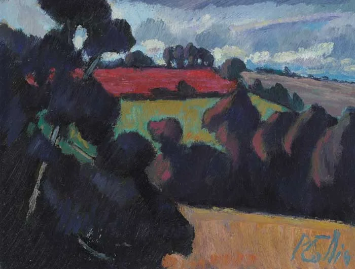 BLUE FIR by Peter Collis, oil on board, sold May 2007