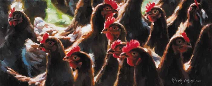 RHODE ISLAND RED by Mark O'Neill, 2006, oil on board, sold May 2007