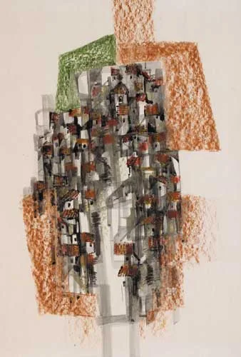 Manus Walsh, IZNATE, ANALUCIA, watercolour, crayon and gouache