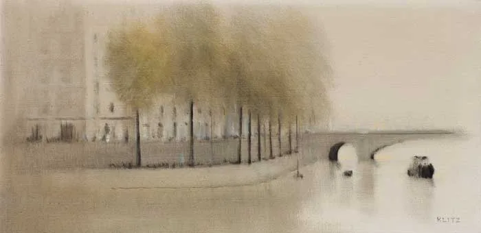 BRIDGE AND QUAY by Anthony Robert Klitz, 1979, oil on canvas, sold May 2007