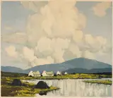 Paul Henry, COTTAGES AND TURF STACKS BY A LAKE