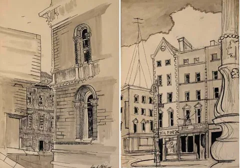 Liam C. Martin, VIEWS OF OLD DUBLIN (SET OF FIVE), 1967-69, pen and ink with wash