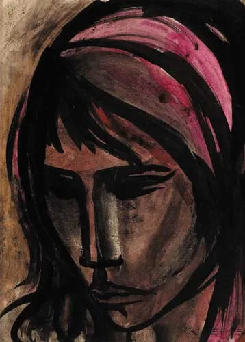Leslie Mary MacWeeney, GIRL'S HEAD IN THREE QUARTER PROFILE, watercolour