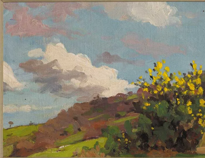 GORSE BUSHES by Michael Healy, oil on canvas laid on board, sold May 2007