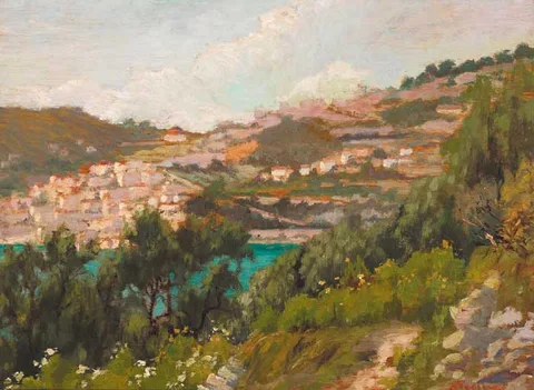 CAP FERRAT by Alexandre Tielens, 1924, oil on panel, sold May 2007