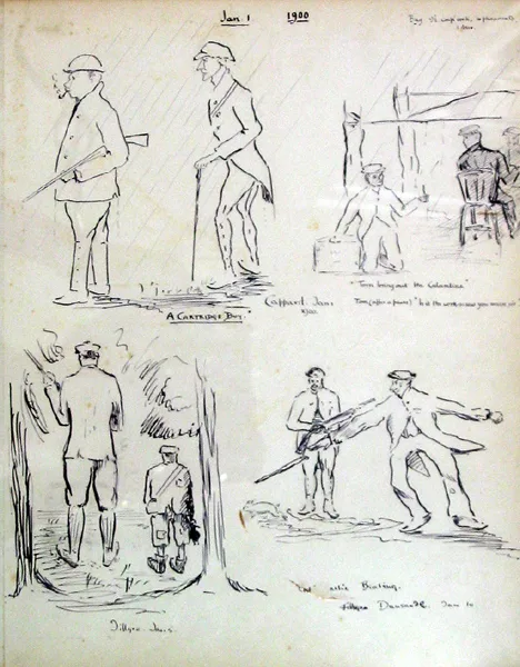 A NEW YEAR SHOOTING PARTY by Robert Gregory, 1900, pen and ink, sold May 2007