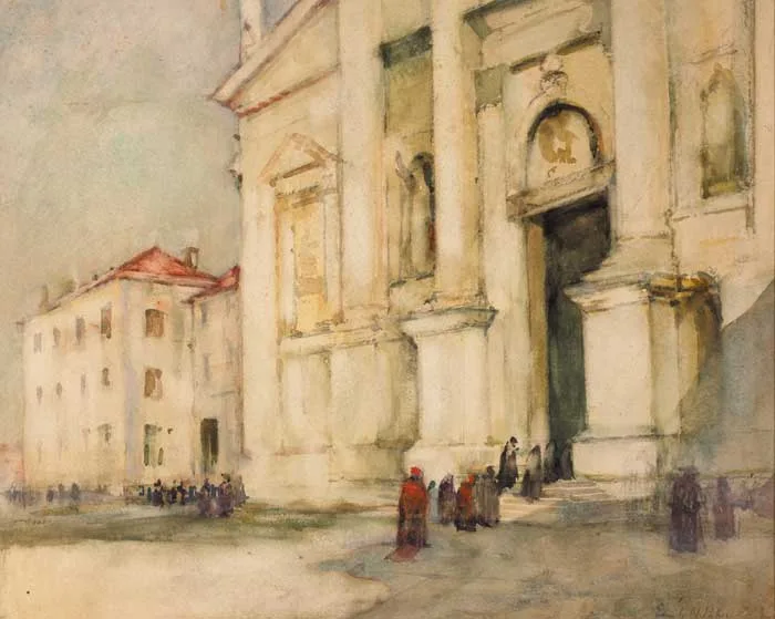 Emily Murray Paterson, ST GIORGIO, VENICE, watercolour over black chalk