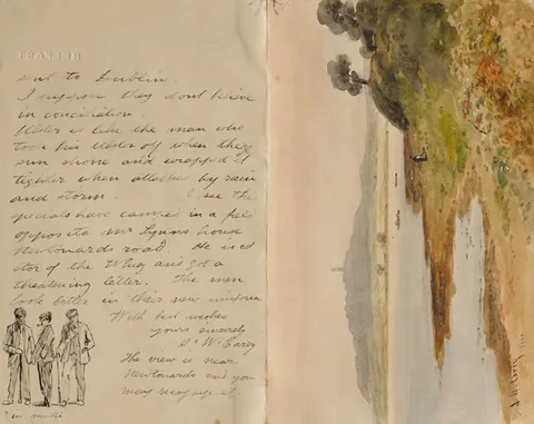 NEAR NEWTOWNARDS, COUNTY DOWN by Joseph William Carey, 1922, watercolour on embossed letterhead (unframed), sold May 2007