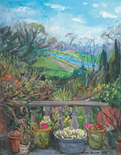 FROM THE BALCONY I, SPRING 1996 by Philippa Bayliss, oil on board, offered May 2007