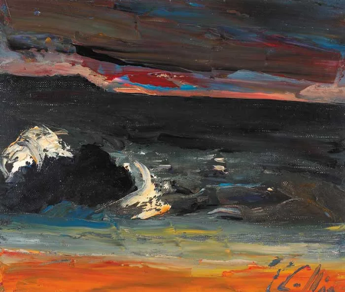 SUNSET, CLEGGAN BAY by Peter Collis, oil on canvas, sold May 2007