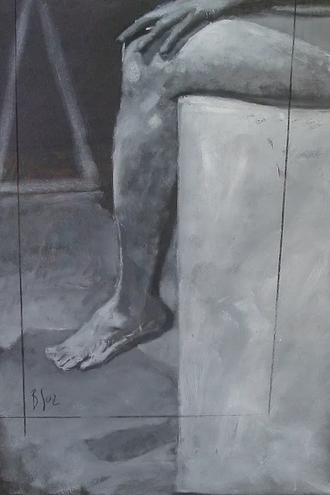 Blaise Smith, FIGURE STUDY (LEG), 2002, gouache and charcoal