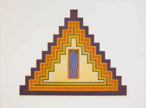 ZIGGURAT by Michael Paul Burnett, 1974, colour etching (no. 3 from an edition of 25), offered May 2007