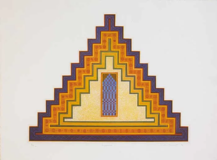 ZIGGURAT by Michael Paul Burnett, 1974, colour etching (no. 3 from an edition of 25), offered May 2007