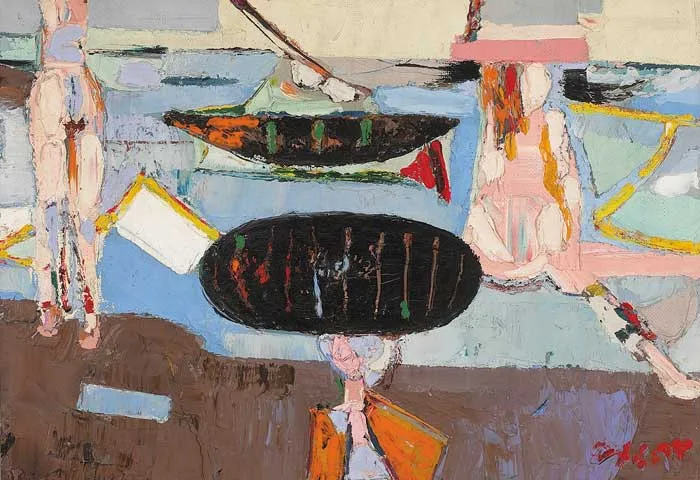Peter Sheldon Williams "A. Oscar", BOATS AT COLLIOURE, oil on board