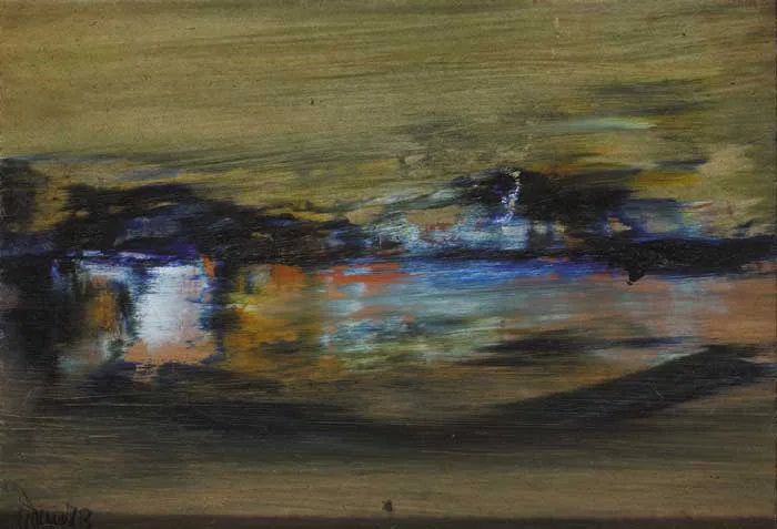LANDSCAPE by Gerald Davis, 1973, oil on board, sold May 2007