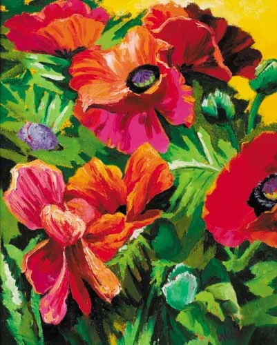 FIVE POPPIES by Kenneth Webb, oil on canvas, sold May 2007