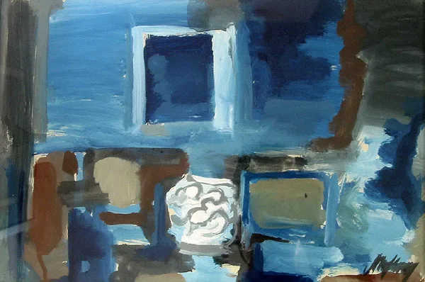 MY STUDIO by Markey Robinson, gouache on board, sold May 2007