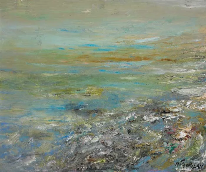 SHORE LINE by Noel Sheridan, oil on masonite board, sold May 2007