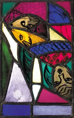 FACES by Evie Hone, stained glass panel, sold May 2007