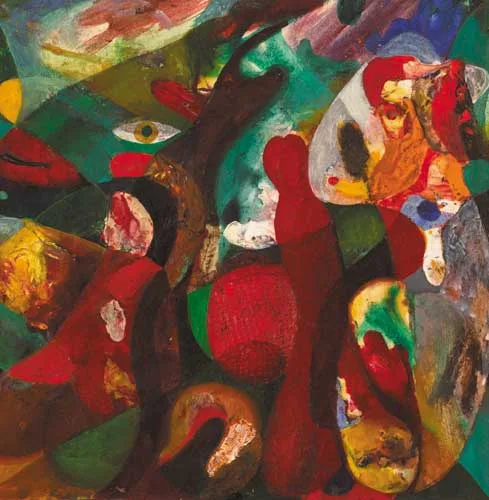 Alexander Sathkor, ABSTRACT, 1988, mixed media on board