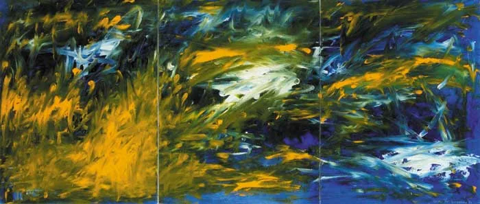 Seán McSweeney, BOGLAND MOVEMENT (BARNEY, COUNTY SLIGO), 1986, oil on board in three panels
