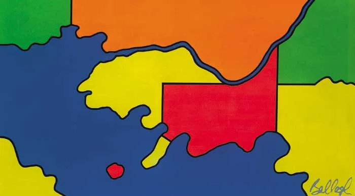 MAP SERIES by Robert Ballagh, 1965, acrylic on canvas, sold Nov 2007