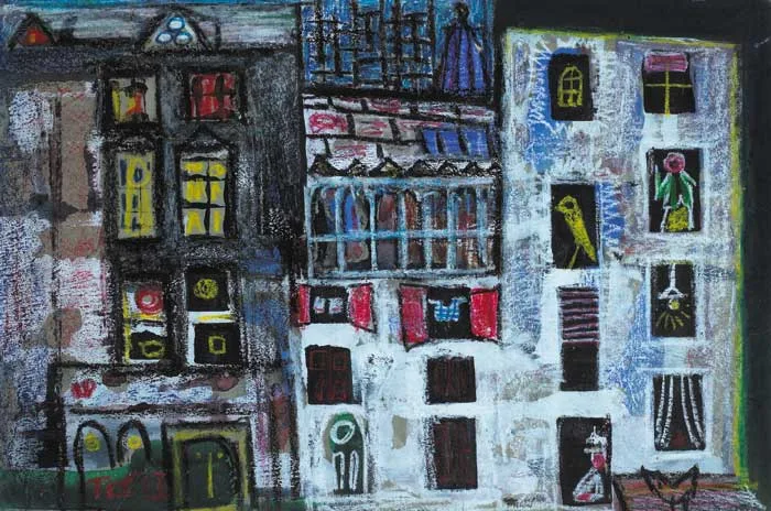 Gerard Dillon, ANY OLD TOWN, watercolour, crayon and coloured chalks