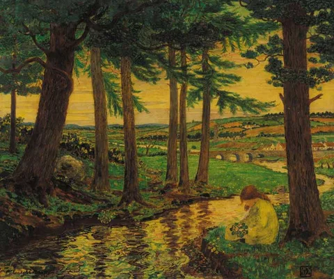 Robert James Enraght-Moony, THE WISHING STREAM, 1926, tempera on canvas