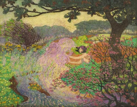 Robert James Enraght-Moony, A FAERY SCENE AT SPRINGTIME, tempera on canvas