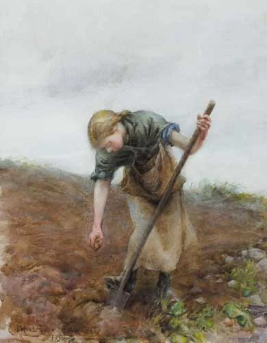 THE POTATO PLANTER, SLIGO by Charles MacIver Grierson, 1904, watercolour and pastel, sold Nov 2007
