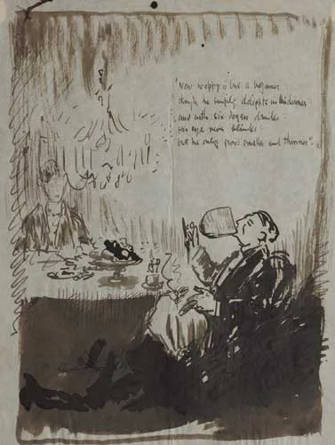 NOW WOPPY IS BUT A BEGINNER by William Orpen, pen and ink with wash, sold Nov 2007