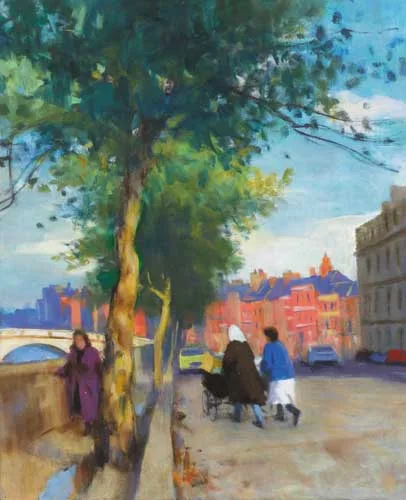 Gerald J. Bruen, QUAYSIDE, oil on canvas