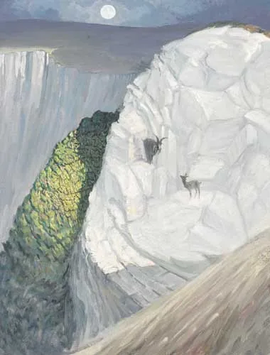 GOATS ON A CLIFF by Jeremiah Hoad, 1992, oil on canvas, offered Nov 2007