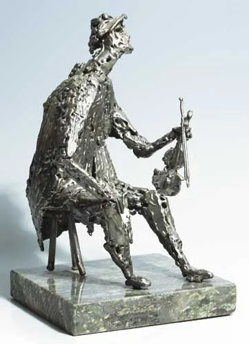 RAFTERY by John Coll, 1985, welded stainless steel on marble plinth, sold Nov 2007