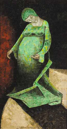 Patrick Pye, THE VIRGIN WHO WALKS DOWN THE ROAD, tempera on board with wax varnish
