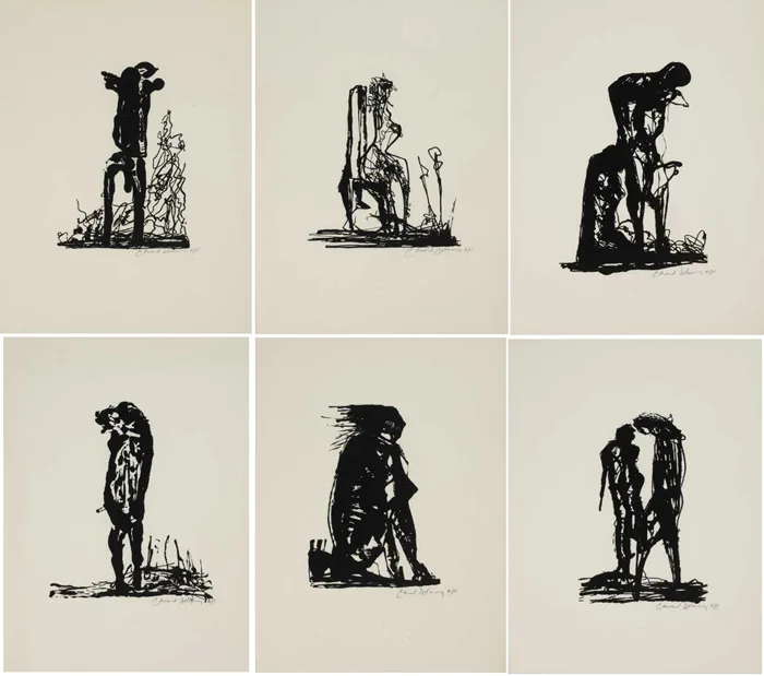 Edward Delaney, THE SAMSON RIDDLE (SET OF SIX), 1972, six artist proof lithographs, framed separately