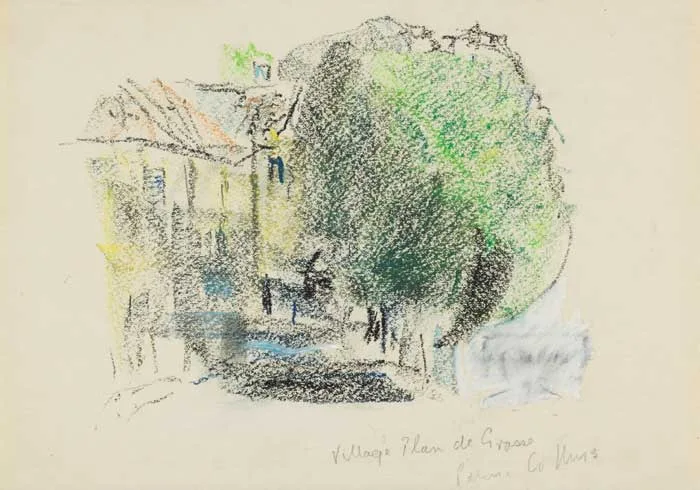 Patrick Collins, VILLAGE, PLAN DE GRASSE, crayon